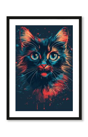Portrait of a cat. Vector illustration on a dark background.