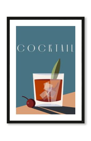 Cocktail poster, cognac, retro poster