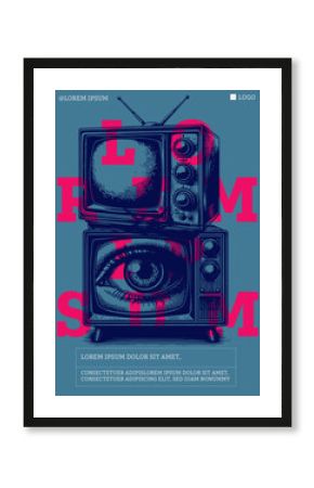 Vintage styled mystic TV poster or flyer design template with retro psychedelic composition electric and TV show or live concert or performance poster 02