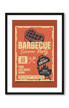 Barbecue summer party vertical flyer poster vector template design