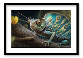 A panther chameleon as a natural predator ready to strike - Generative AI