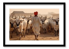 Rabari herder in a rural village, Tribal life and traditional culture.