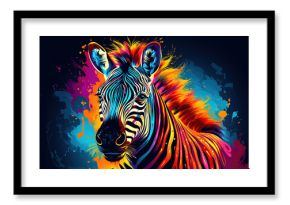 Illustration of zebra in mixed grunge colors style.