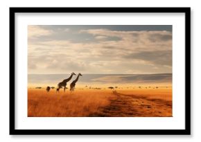 Giraffe in a wildlife safari in a jungle in kenya, africa