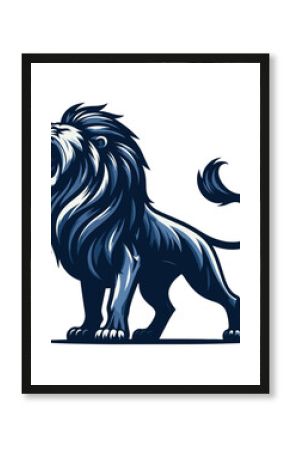 Wild roaring lion full body vector illustration, zoology illustration, majestic predator safari animal big cat design template isolated on white background