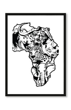 Big 5 Africa Continent Vector - Laser Engraver Ready File
