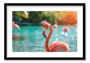 flamingo in natural habitat.