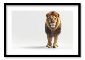 Male adult Lion standing  Panthera Leo  isolated on white