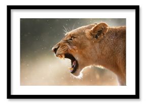 Lioness displaying dangerous teeth