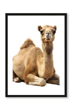 camel sitting on white background with no shadows
