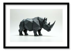 An Origami Rhino in White Background.