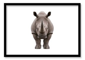 A rhinoceros stands facing forward isolated on transparent background