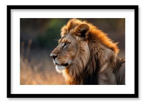 Lion's profile from the left side