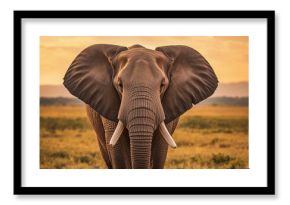 Stunning elephant basking in bright daylight - full view