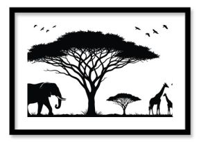 Silhouette african safari animals wildlife nature vector art vector