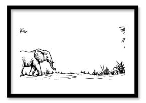 elephant walking in jungle sketch