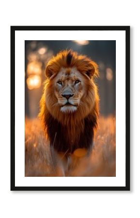 Majestic lion in golden light