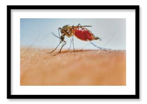 malaria mosquito anopheles stitching and sucking human blood