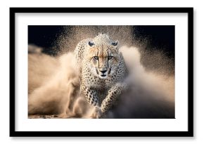 Cheetah  stalking fro prey on savanna, digital art 