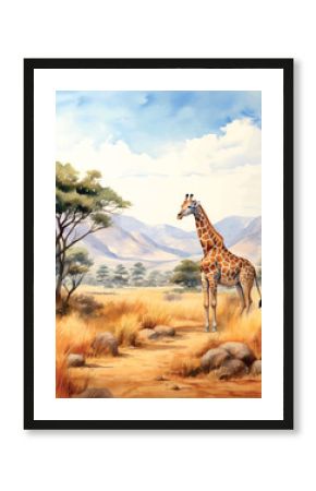 Beautiful landscape africa watercolor, great design for any purposes.