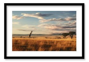 Giraffe in a wildlife safari in a jungle in kenya, africa