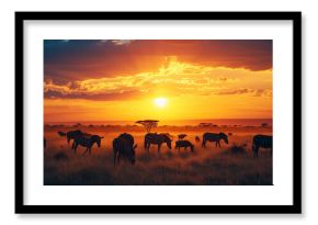 Wildlife in Africa at sunset