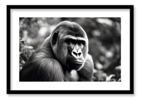 'wildlife animal africa collection grayscale gorilla white edition art national park silverback primate nature ape safari mammal wild mist fog greyscale jungle black dangerous endangered wallpaper'