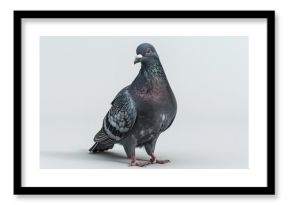 A beautiful shot of a pigeon with its head turned to the side, looking at the camera.