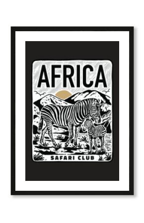 Zebra in nature illustration