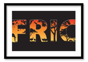 Africa silhouette with African wild animals