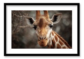 Close-Up Giraffe Headshot: African Wildlife Portrait in Savanna