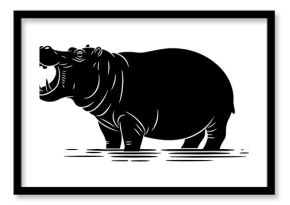 hippopotamus with open mouth in water illustration
