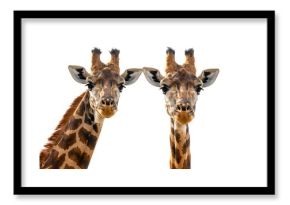 Two Giraffes Facing Forward/White Background