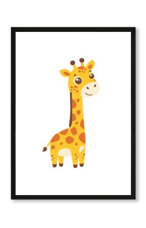 Adorable Cartoon Baby Giraffe with Orange Spots