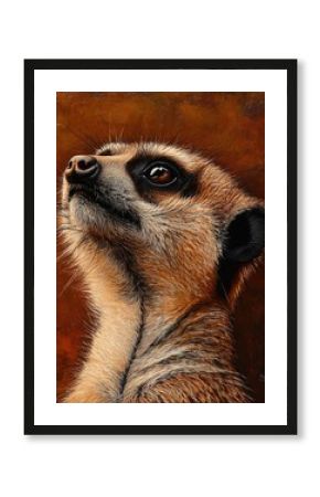 Close-up view of a painted meerkat, showcasing its realistic features