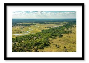 Africa, Botswana, Okavango Delta. Aerial view of the river and green trees on the Okavango Delta.