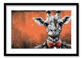 Sophisticated Giraffe in a Bow Tie Stylish Animal Portrait