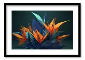 Kolorowa roślinka orgiami - japoński minimalizm, koncept 3d - Colorful orgiami plant - Japanese minimalism, 3d concept - AI Generated