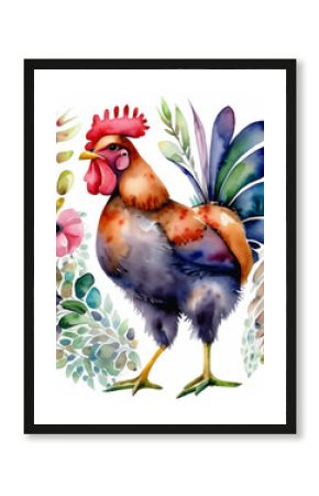 Namalowany kogut ilustracja