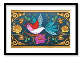 bajkowy kolorowy ptak na ga zi ilustracja dekoracja