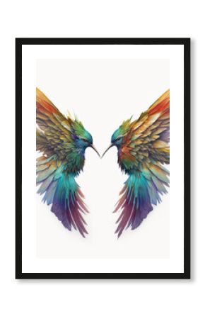 colorful hummingbirds on a white background, generative AI 
