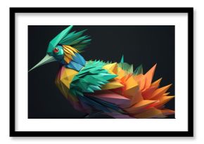 Rajski ptak origami, tropikalny ptak z papieru - koncept - Origami bird of paradise, tropical paper bird - concept - AI Generated