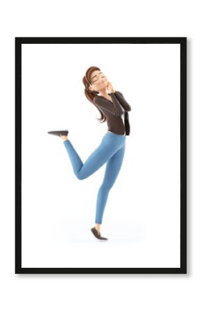 3d cartoon woman in happy mood