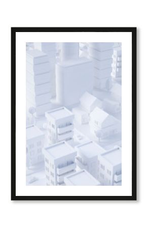 White three dimensional render of city downtown