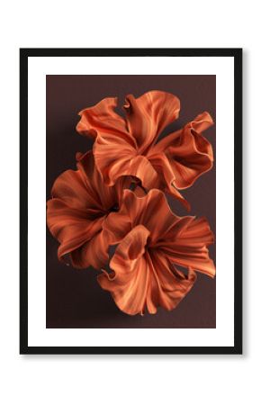 Fabric flowers product display background, satin floral decoration 3d rendering, abstract cloth embellishment, beautiful template for fashion accessories