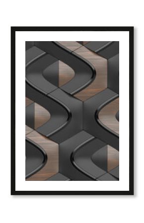 Black and wood geometric seamless pattern.
