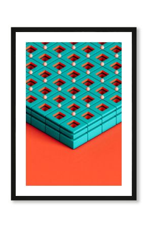 3d render of corner shaped lines of cubes
