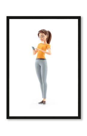 3d woman looking her mobile phone
