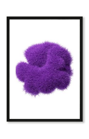 3d rendering fluffy purple abstract png shape isolated on transparent background. Creative hairy element for collages, art decoration for presentation, social media. Trendy realistic shape.