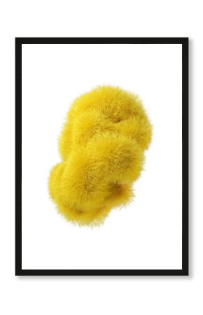 3d rendering fluffy yellow abstract png shape isolated on transparent background. Creative hairy element for collages, art decoration for presentation, social media. Trendy realistic shape.